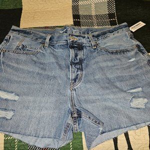 High-Waisted Slouchy Straight Button-Fly Cut-Off Jean Shorts